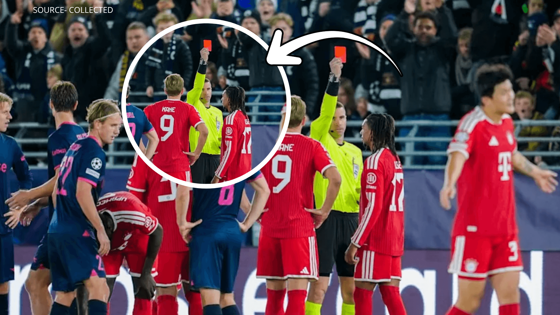 Michael Olise receives red card after tossing ball at opponent’s face in UCL clash